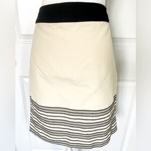 J. Crew Cream & Black Pencil Skirt Knee-Length Work